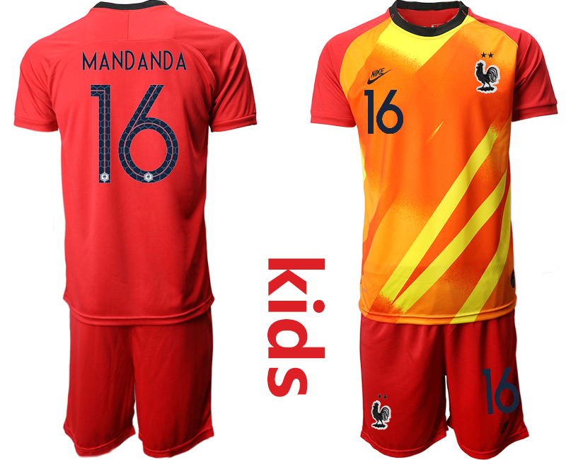 2021 European Cup France red goalkeeper Youth #16 soccer jerseys